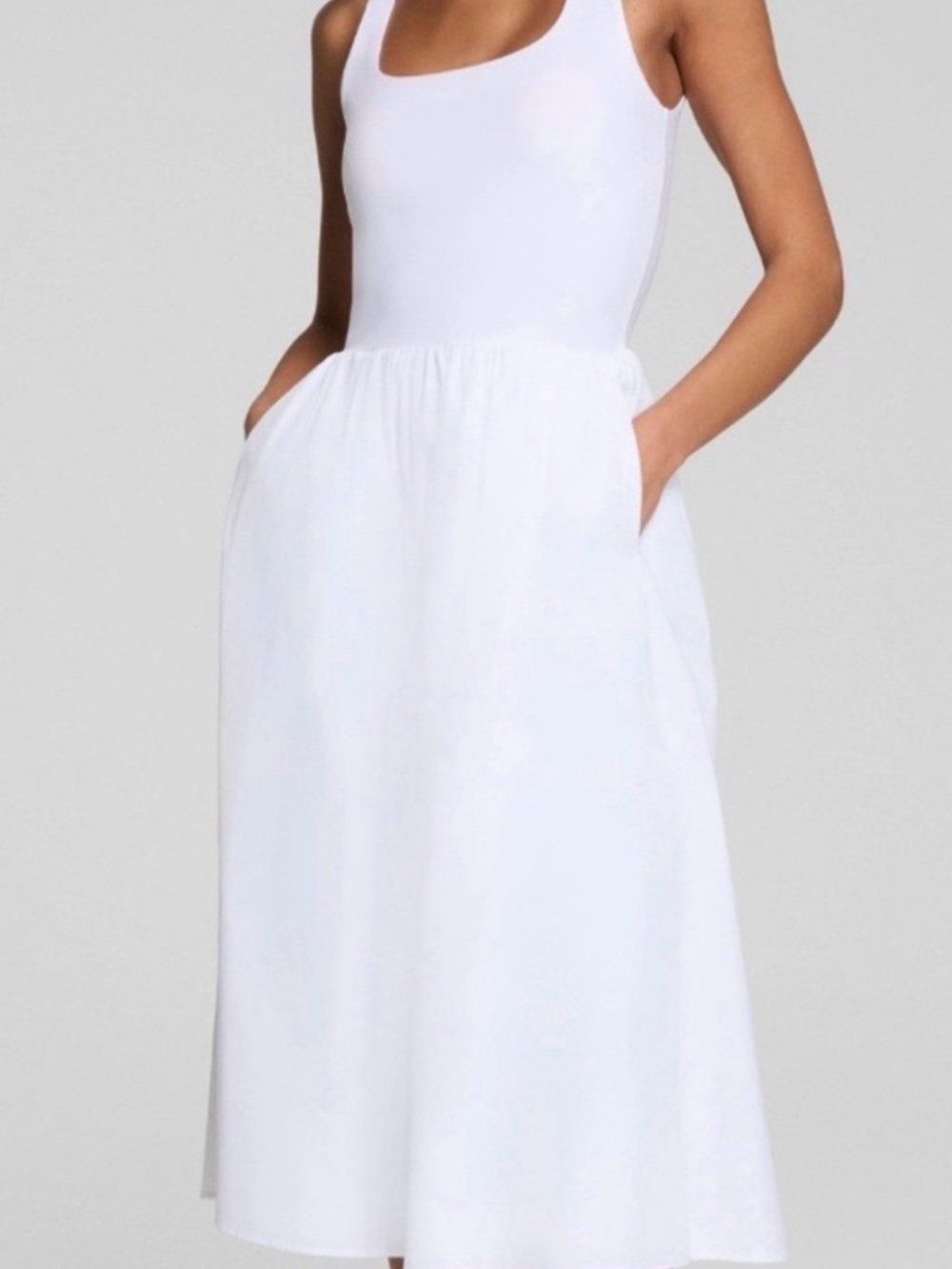 Spanx White Scoop Neck Midi Dress